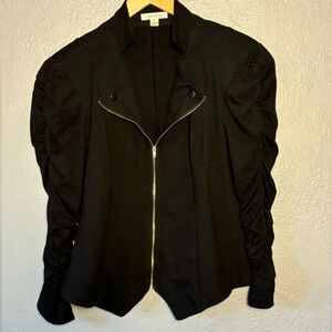 John Paul Richard | ruched sleeve | shoulder pads | silver detail | moto style L